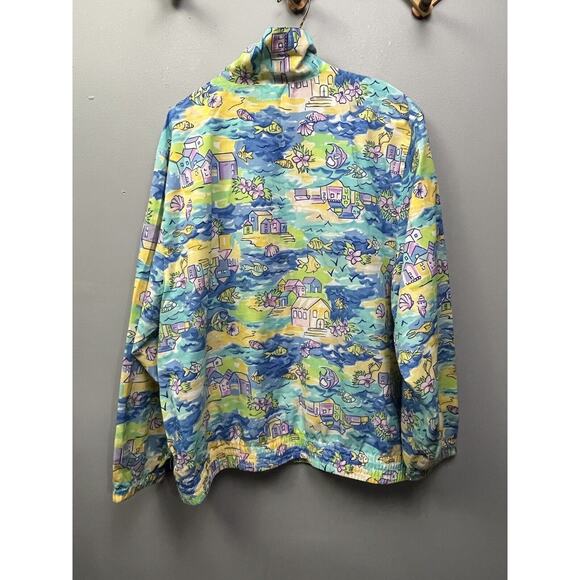 Vintage Napa Valley Track Jacket Womens Large‎ 90s Beach Fish Vacation Coastal - Picture 2 of 7